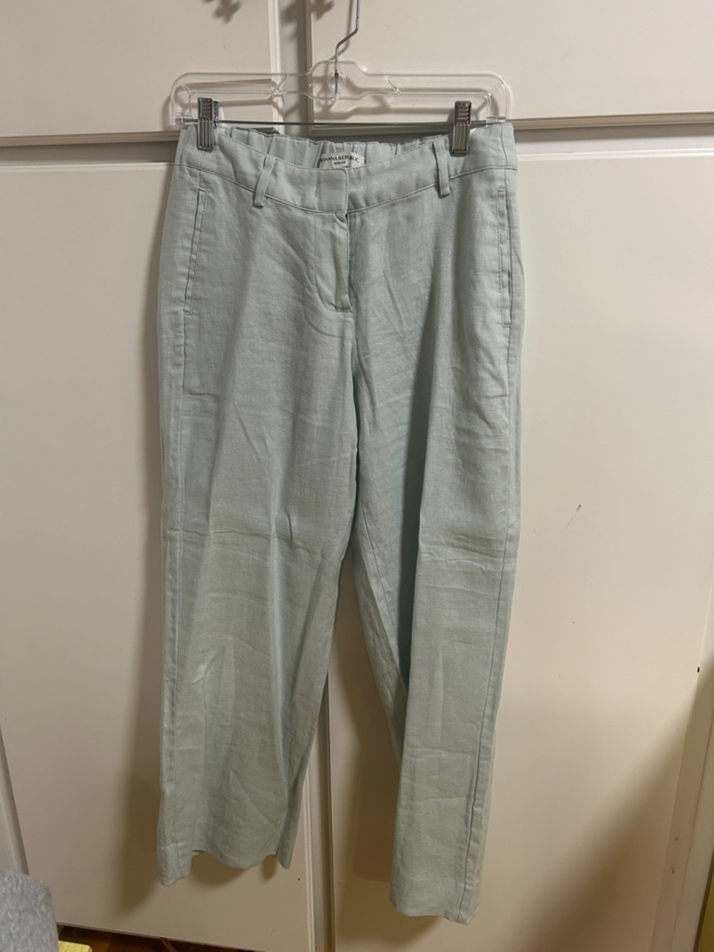 Banana Republic Blue Linen Straight-Leg Trousers NWOT XSP
